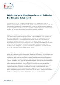 WHO-Liste zu antibiotikaresistenten Bakterien: Der Blick ins
