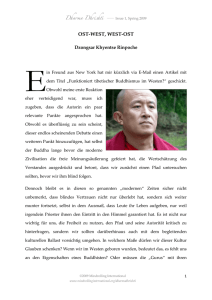 Ost-West West-Ost - Buddhistische Gemeinschaft Samten Tse eV