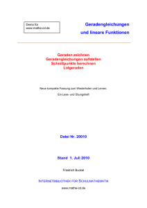 Geradengleichungen und lineare Funktionen - Mathe-CD