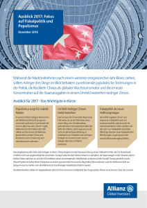 AllianzGI Ausblick 2017 - Fokus auf Fiskalpolitik und Populismus