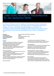 Leiter (m/w) Vertrieb für Netzleittechnik für den deutschen Markt