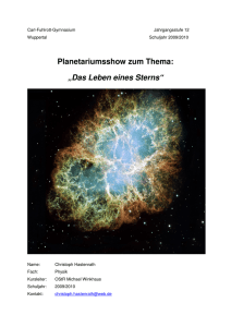 Planetariumsshow zum Thema Das Leben eines Sterns 1