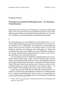 Wolfgang Eichhorn Wirkungen der praktischen Philosophie Kants