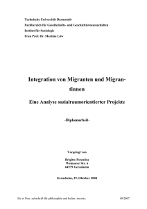 Integration von Migranten und Migran- tinnen