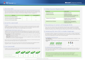 1. SQL Server 2012 2. Server/CAL-Lizenzmodell 3. Core