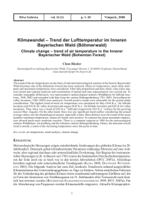 Klimawandel – Trend der Lufttemperatur im Inneren Bayerischen Wald