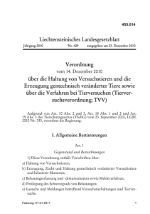 Verordnung über die Haltung von Versuchstieren und