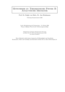 Mitschrieb zu Theoretische Physik B: Analytische Mechanik