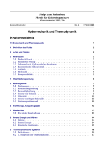Hydromechanik und Thermodynamik Inhaltsverzeichnis