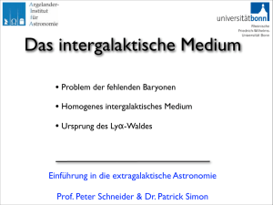 Einführung in die extragalaktische Astronomie Prof. Peter Schneider