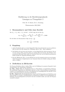 Einführung in die Beschleunigerphysik Lösungen zu¨Ubungsblatt 3