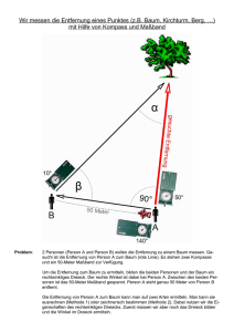 Wir messen die Entfernung eines Punktes (z.B. Baum, Kirchturm