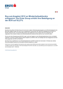 Buy-out-Angebot 2012 an Minderheitsaktionäre