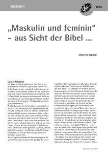 „Maskulin und feminin“ - aus Sicht der Bibel