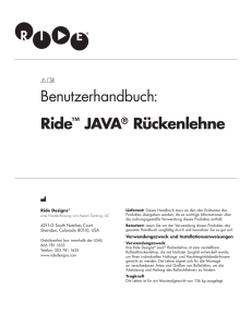Ride™ JAVA® Rückenlehne Benutzerhandbuch