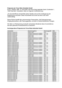 Präparate der Firma Wala Heilmittel GmbH PZ Nr. 16/2003. AMK. 15
