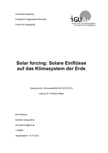 Solar forcing: Solare Einflüsse auf das Klimasystem der Erde