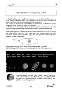Station 5 A: Unser Sonnensystem (Lesetext)