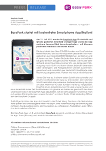 EasyPark startet mit kostenfreie Smartphone Applikation!