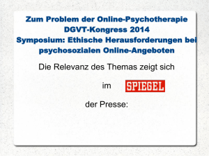 Zum Problem der Online Psychotherapie