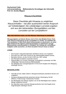 Klausurcheckliste Diese Checkliste gibt Hinweise zu möglichen