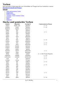 Verben Starke und gemischte Verben