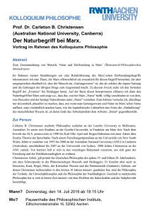 KOLLOQUIUM PHILOSOPHIE Der Naturbegriff bei Marx.