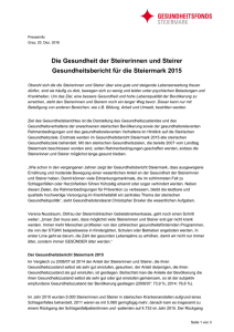 Presseinfo zum Gesundheitsbericht Steiermark 2015