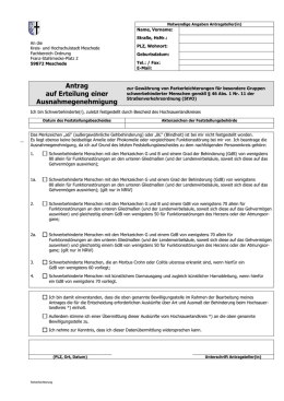 Antrag für Schwerbehinderte ohne die Merkzeichen aG und Bl