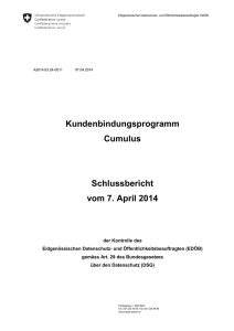 Schlussbericht zum Kundenbindungsprogramm Cumulus