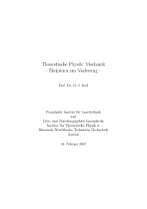 Theoretische Physik: Mechanik - Skriptum zur Vorlesung