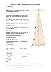 Lösungsvorschlag zur Aufgabe „Winkel im Dreieck gesucht“ ̅̅̅̅ =