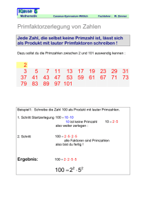 Primfaktorzerlegung von Zahlen