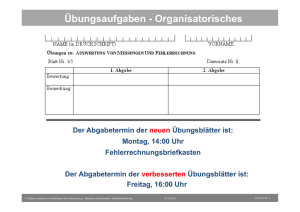 Übungsaufgaben - Organisatorisches