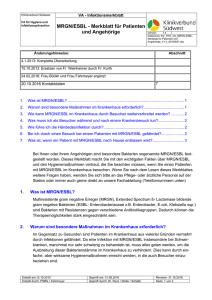 MRGN/ESBL - Merkblatt für Patienten und Angehörige