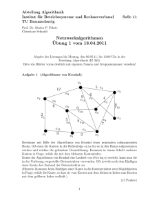 Netzwerkalgorithmen ¨Ubung 1 vom 18.04.2011