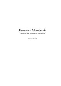 Elementare Zahlentheorie - Mathematik - Heinrich-Heine