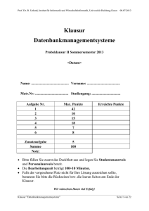 Klausur Datenbankmanagementsysteme