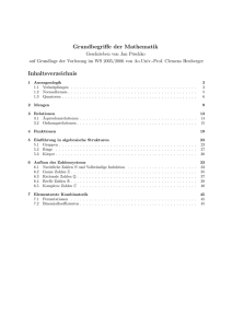 Grundbegriffe der Mathematik Inhaltsverzeichnis