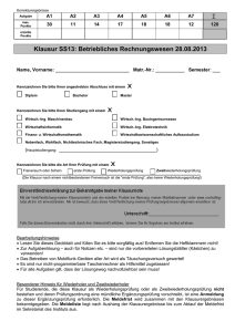 Klausur SS13: Betriebliches Rechnungswesen 28.08.2013