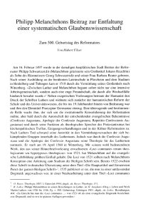 Philipp Melanchthons Beitrag zur Entfaltung einer systematischen