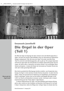 Emanuele Jannibelli Die Orgel in der Oper (Teil 1)