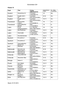 Bücherlisten G8+ Klasse 10 Fach Deutsch 10 28,- Englisch 9