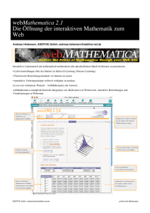 webMathematica 2.1 Die Öffnung der interaktiven Mathematik zum