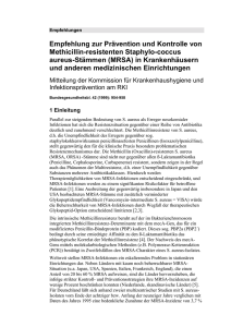 Empfehlung zur Pr&auml;vention und Kontrolle von Methicillin