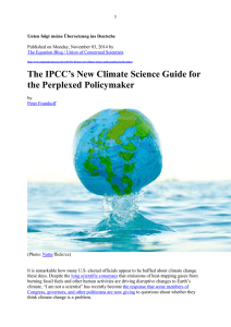 The IPCC`s New Climate Science Guide for the Perplexed Policymaker