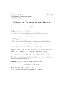 Ubungen zur Vorlesung Lineare Algebra I - Mathematik