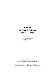 Nachlaß Bernhard Nefzger