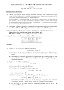 Mathematik II für Wirtschaftswissenschaftler Klausur