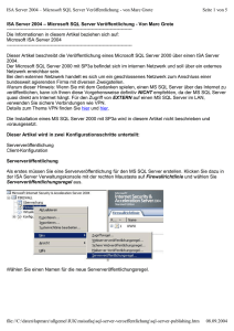 ISA Server 2004 – Microsoft SQL Server Veröffentlichung